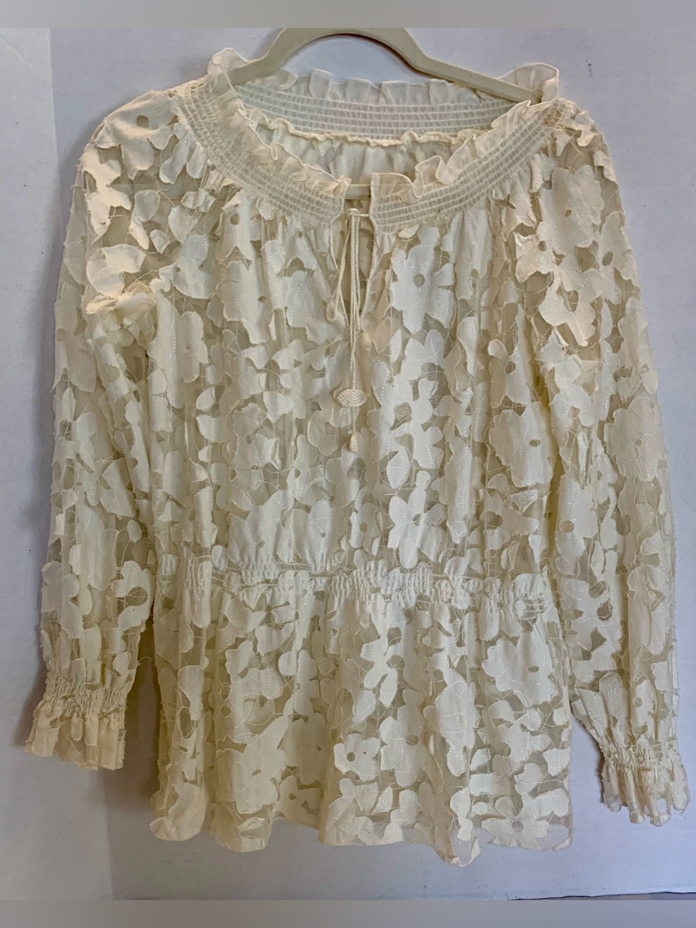Marc New York Floral Cream Blouse size large